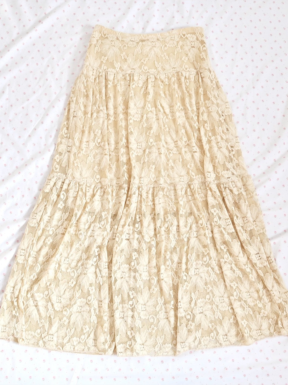 Vintage Body Central Cream Lace Maxi Skirt Y2K Coquette Fairycore